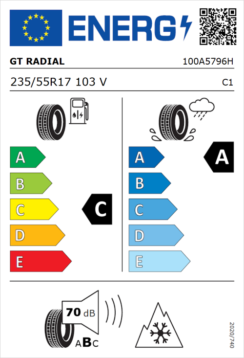 Tyre Label for GT Radial Climate Active 235/55R17 103V